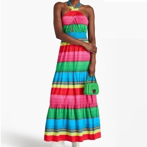 Alice and Olivia Lyndon Striped Halter Maxi Dress - Picture 1 of 13